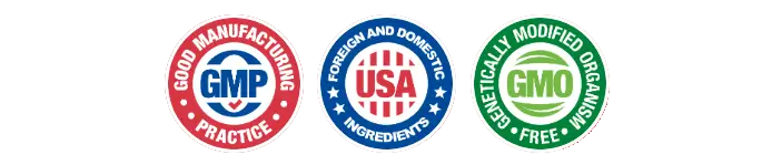 GMP Certified · Made in the USA · Non-GMO
